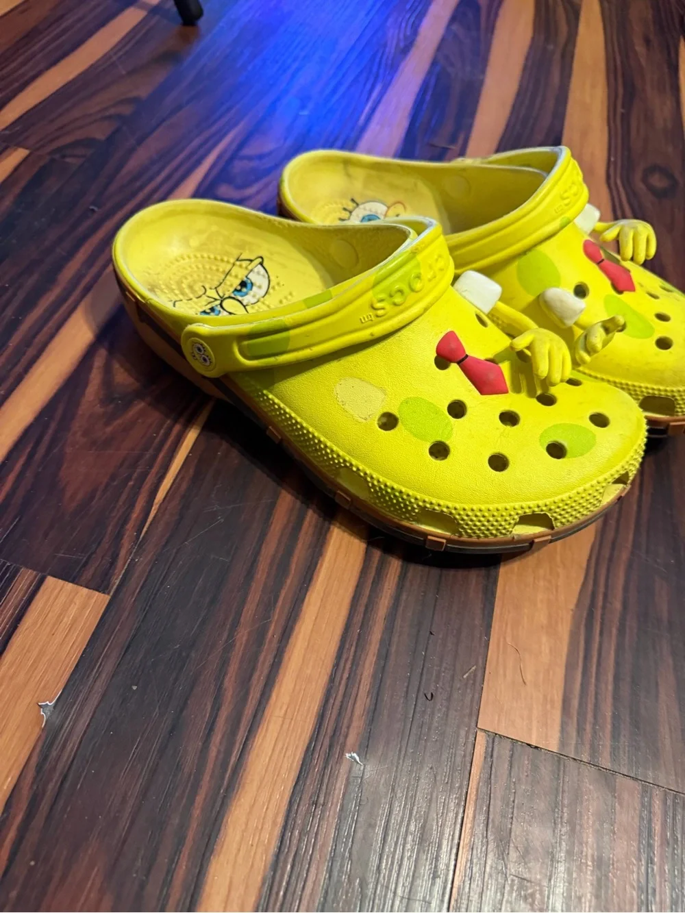 CROCS Bright Yellow Sponge-Themed Slip-On Clogs